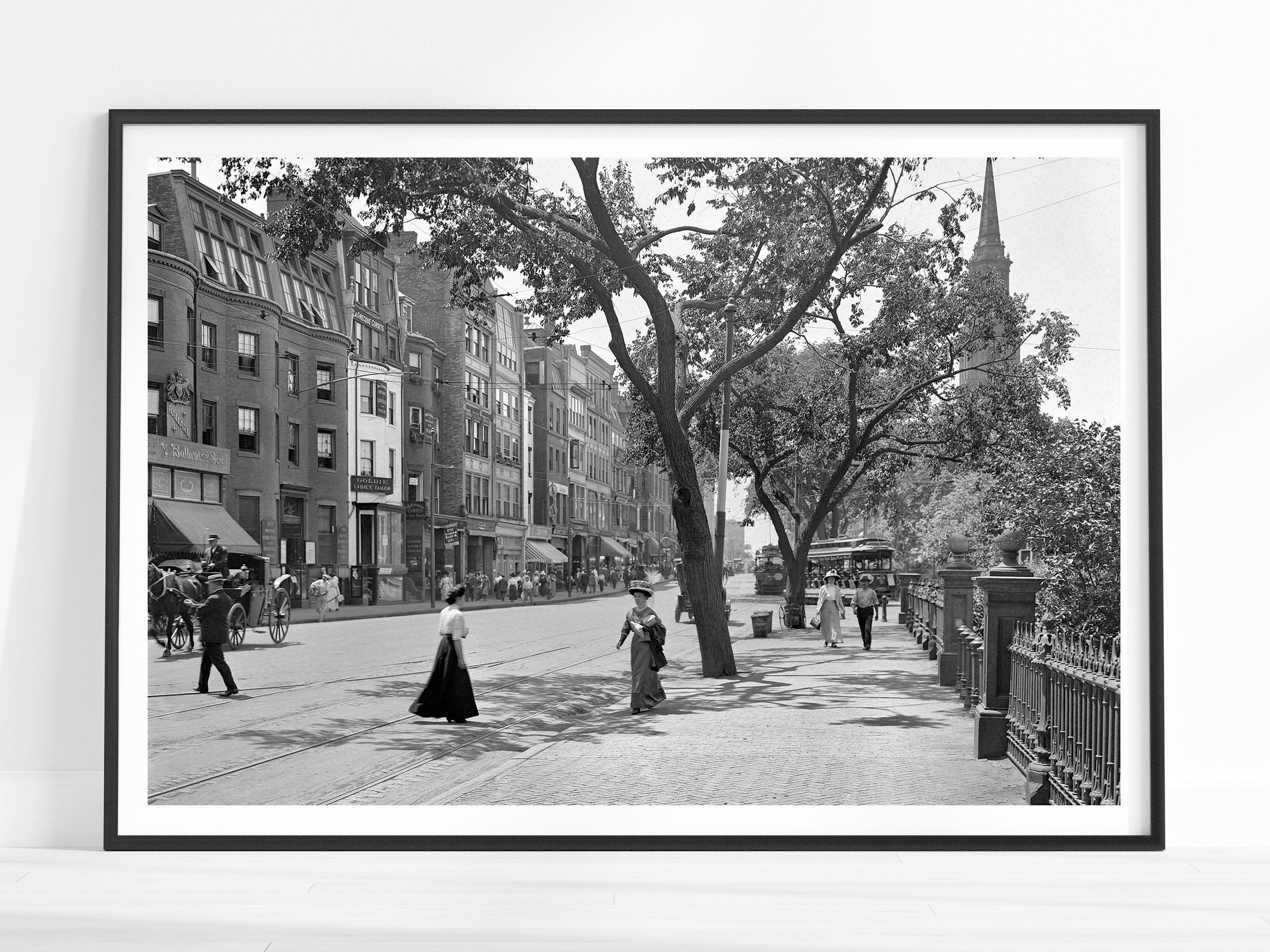 Vintage Boston Print, 1910 Boston Wall Art, Boylston Street Boston