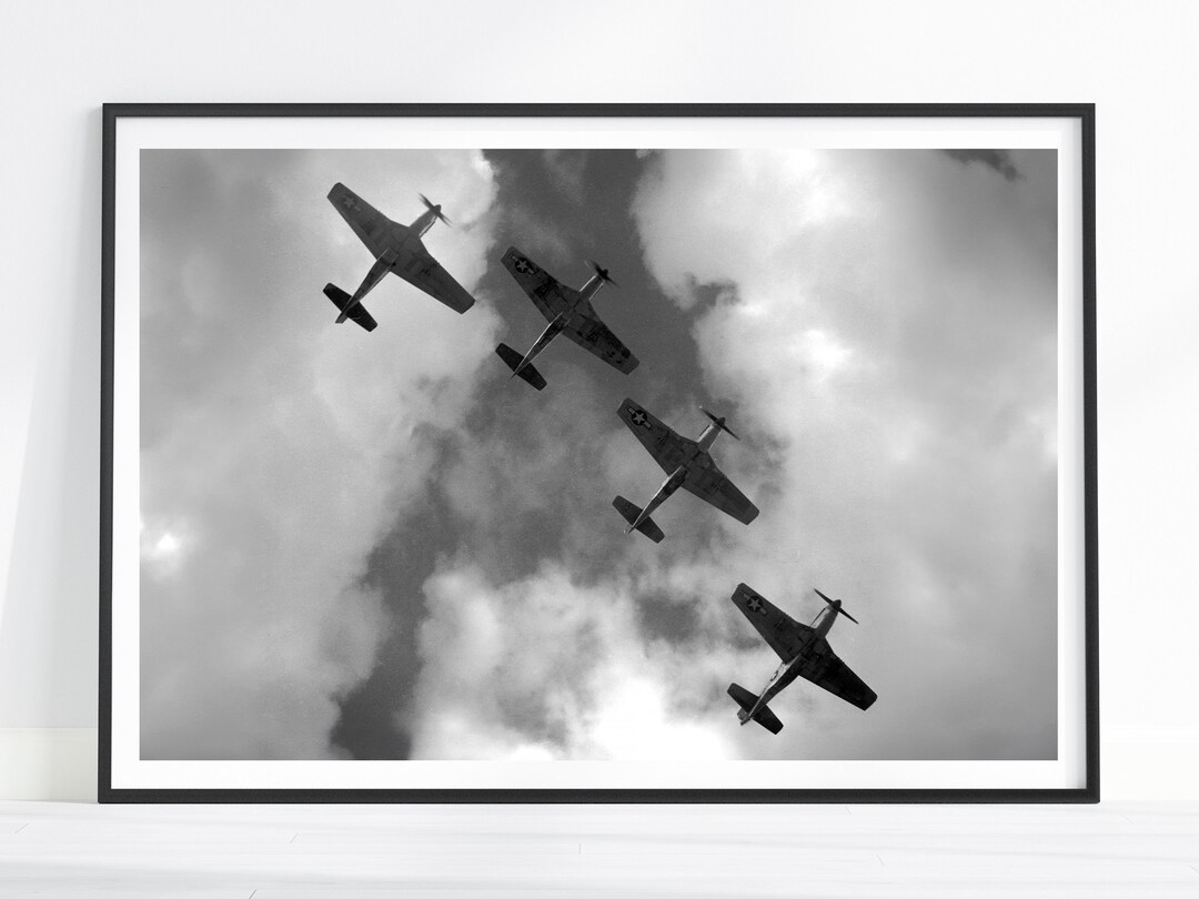 Vintage Plane Print, P51 Mustang Print, Ww2 Poster, Airplane Wall Art 