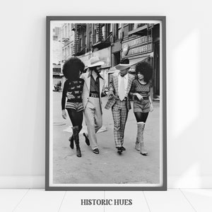 Impresión vintage de Harlem, impresión de la ciudad de Nueva York de Harlem, arte de pared en blanco y negro, foto de Harlem, cartel de jazz, decoración de fiesta disco, impresiones de Nueva York