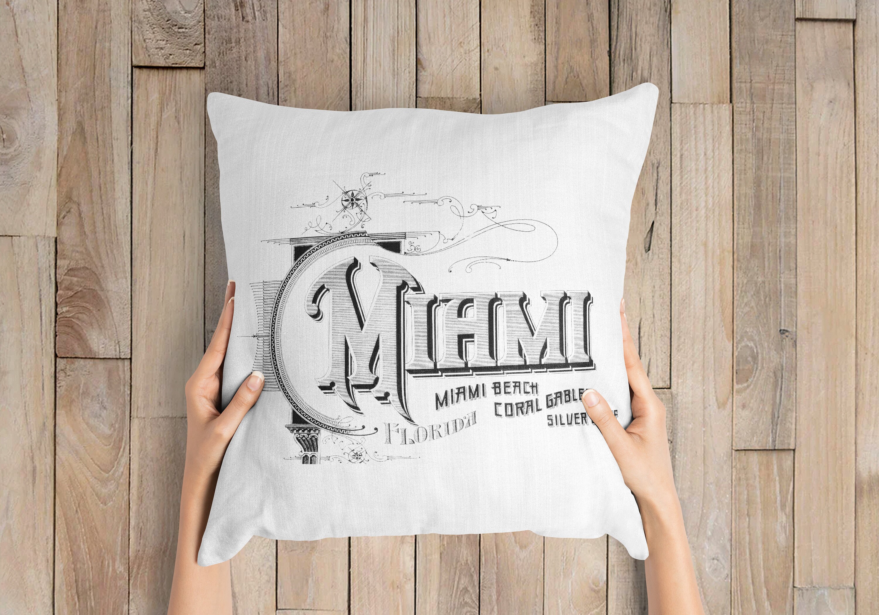 Miami Pillow, Square Pillow, Throw Pillow, Miami Decor, Housewarming Gift, Miami Gift, Accent Pillow, Airbnb Decor, Florida Pillow, Miami