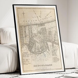 Carte de la Nouvelle-Orléans, carte ancienne de la Nouvelle-Orléans, impression vintage de la Nouvelle-Orléans, carte, carte murale de la Nouvelle-Orléans, art mural de la Nouvelle-Orléans, affiche de la Nouvelle-Orléans