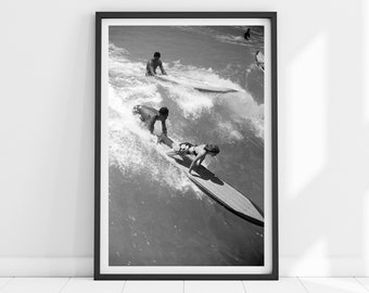 Vintage Surfing Print, Surfboard Poster, Black and White, Surf Poster, Beach House Decor, Surfing Poster, Surfboard Wall Art, Surfer Gifts