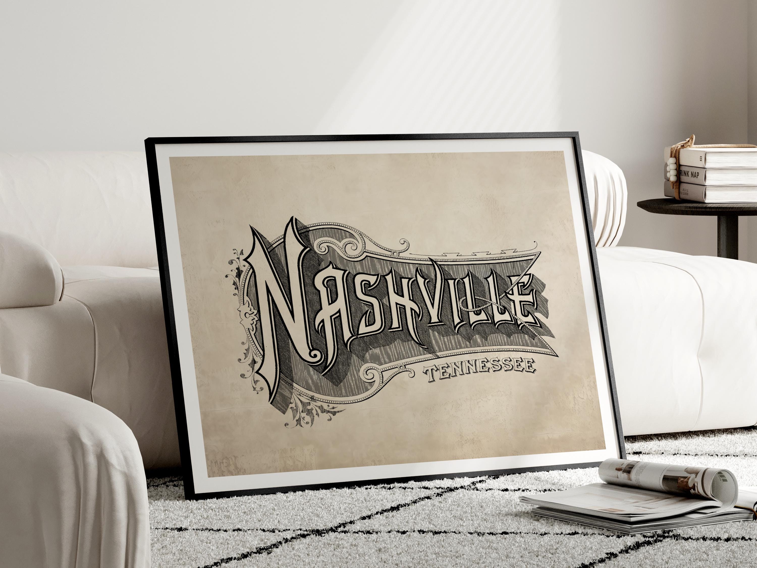 Nashville Print, Nashville Art Print, Nashville Wall Art, Nashville Poster, Nashville Travel Poster, Nashville Decor, Vintage Nashville, TN