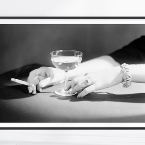 Vintage Cocktail Print, 1936, Cocktail Wall Art, Alcohol Poster, Bar Gift, Woman Print, Kitchen Wall Art, Black and White Art, Wine Art