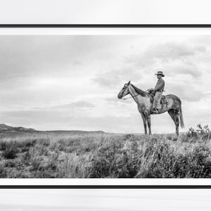 Vintage Cowboy Print, Cowboy Print, Cowboy Wall Art, Black and White, Western Wall Art, Montana Print, Decor, Western Print, Farmhouse Print