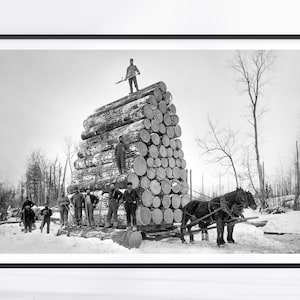 Vintage Lumberjack Print, Mancave Print, Forest Wall Art, Rustic Artwork, Man Cave Wall Art, Black and White Art, Michigan Print, Wilderness