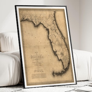 Florida kaart, Florida kaart print, Florida kunst aan de muur, kaart van Florida, Florida print, Florida poster, Florida State Art, decor Florida, vintage