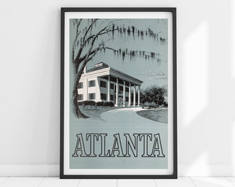 Atlanta Travel Poster, Atlanta Poster, Vintage Atlanta Print, Atlanta Gifts, Atlanta Art, Atlanta Painting, Georgia Print, Georgia Poster