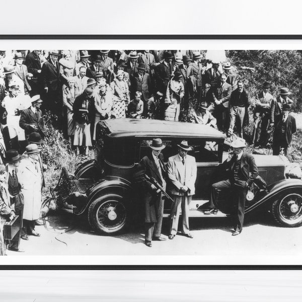 Vintage Prohibition Print, Al Capone Art, Prohibition Wall Art, Garage Decor, Black and White Wall Art, Bar Gift, Classic Car Print, Car Art