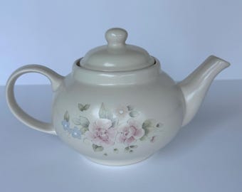 Tetera vintage Pfaltzgraff Tea Rose con tapa, tetera de gres floral estilo cottagecore, decoración de cocina rosa, tetera de porcelana Tea Rose de repuesto