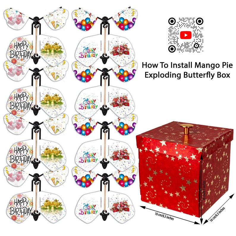 MANGOPIE Exploding Butterfly Box Wind up Flying Eight Etsy