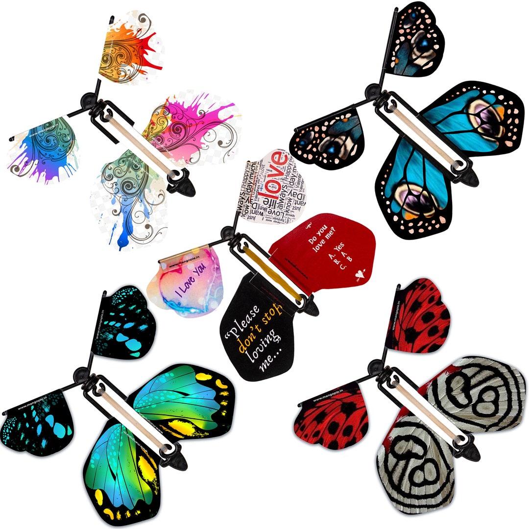 MANGOPIE Exploding Butterfly Box Wind up Flying Five Butterfly Birthday ...