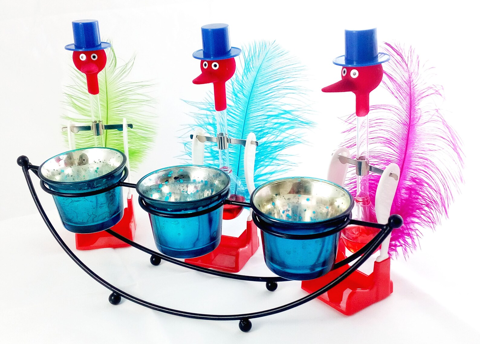MANGOPIE Water Drinking Bird Toy with Glass Set of Three in Etsy