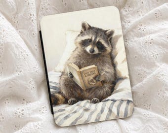Raccoon Kindle Case, Book Lover Kindle Cover, Cozy Neutral Ereader Case, Cute Reader Gift, Bookish Animal Kindle Cover