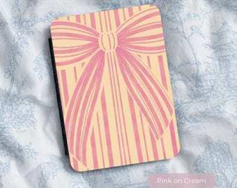 Striped Bow Kindle Case, Coquette Kindle Cover, Preppy E Reader Case, Bookish Kindle Sleeve, Bow Aesthetic Kindle Accessory Gift