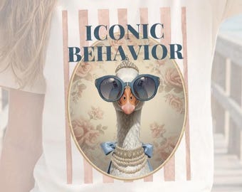 Iconic Behavior Coquette Goose Sublimation Design, Funny Glam Goose Shirt Digital Download, Silly Goose Tiara Bow, Teen Girl PNG