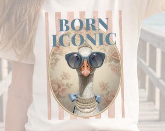 Born Iconic PNG, Coquette Goose Sublimation Design, Funny Glam Goose Digital Download, Silly Goose Tiara Bow, Teen Girl, Instant Download