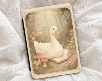 Goose Kindle Case, Book Lover Kindle Cover, Cottagecore Ereader Case, Cute Coquette Reader Gift, Whimsical Goose Design
