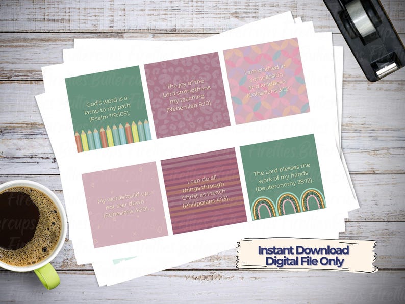 Printable Teacher Affirmation Cards – 30 Unique Designs With Scripture ...