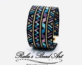 JACQUARD RIBBON, Even count peyote pattern, DYI beaded bracelet,  not a physical bracelet, instant download