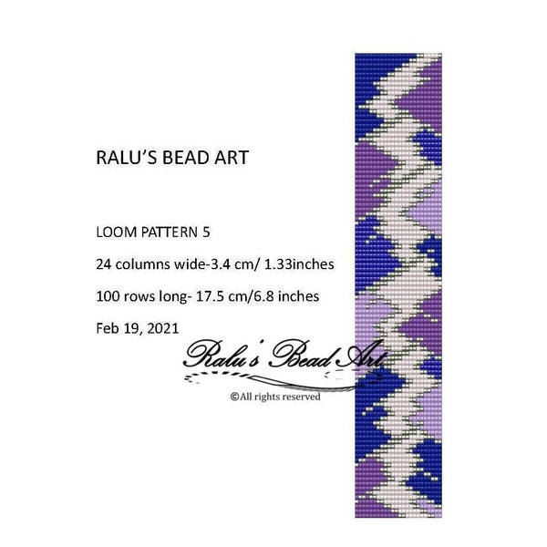 Loom pattern, DIY ombre purple modern bracelet, LOOM PATTERN 5, not a physical bracelet, instant download