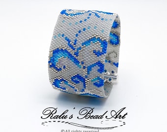 Icy Swirls Bracelet Pattern, Even Count Peyote Stitch (Digital Download)