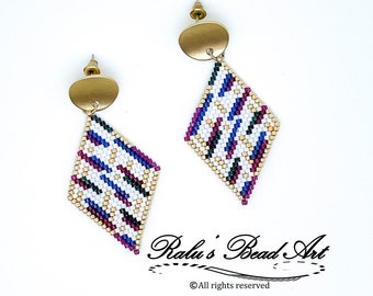 Brick stitch earring pattern- INTERSECTING LINES-not physical earrings, instant download