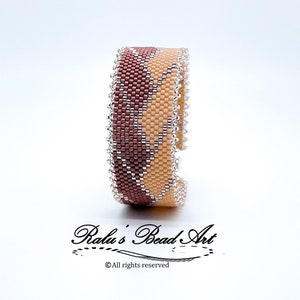 LAURA even count peyote pattern, beige brown geometrical pattern, not a physical bracelet, instant download image 2