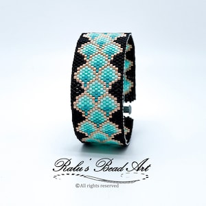 TEAL ELEGANCE, odd and even count peyote, teal gold ombre bracelet (not a physical bracelet), instant download