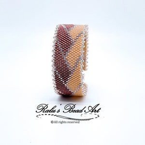 LAURA- even count peyote pattern, beige brown geometrical pattern, (not a physical bracelet), instant download