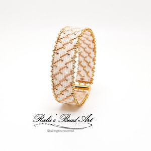 GOLD AURA, Even count peyote stitch pattern DIY beaded bracelet, gold holiday bracelet  (not a physical bracelet), instant download