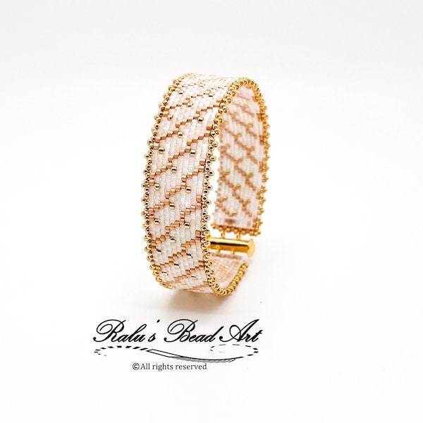 GOLD AURA, Even count peyote stitch pattern DIY bracelet perlé, bracelet de vacances en or (pas un bracelet physique), téléchargement instantané