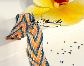 CITRUS CHEVRON- odd count peyote pattern, summer bracelet, not a physical item, instant download