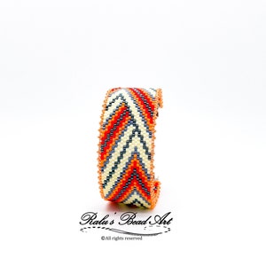 ORANGE WOVEN RIBBONS, Even count peyote stitch pattern, diy southwest native bracelet,  (not a physical bracelet), instant download