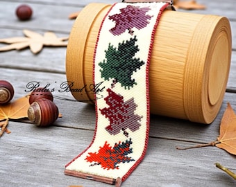 FALL, Even count peyote pattern, autumn leaves bracelet, (not a physical bracelet), instant download