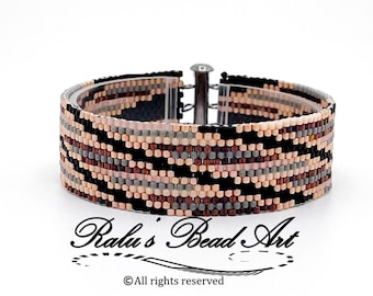 AUTUMN TRAILS, Even count peyote stitch pattern, gold tones beaded bracelet, DIY bracelet,  (not a physical bracelet), instant download