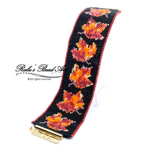 LEAVES on the GROUND, two even count peyote stitch patterns, DIY fall brown leaf bracelet,  (not a physical bracelet), instant download