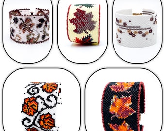 5 Patterns- FALL BUNDLE- five even count peyote patterns, not a physical item, instant download