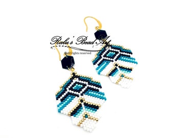 FIESTA-brick stitch earring pattern, geometric design