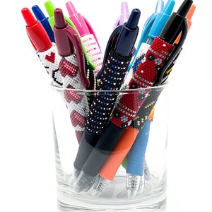 2 pen wraps, PEN WRAP 14, even count peyote pattern, red and purple hearts, not a physical item, instant download zdjęcie 4