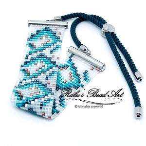 DIY bracelet Loom Pattern 1, green teal bracelet, (not a physical item), instant download