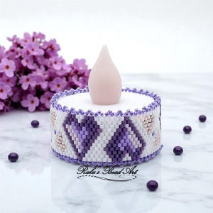 Hearts Peyote Stitch Pattern, Tea Light Cover, Napkin Ring (Digital Download)