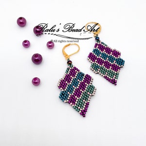 Diy earring, Pattern-NEW YEARS EVE- brick stitch earring pattern(not physical earrings), instant download