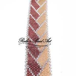 LAURA even count peyote pattern, beige brown geometrical pattern, not a physical bracelet, instant download image 3