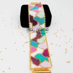 COLOR SPLASH-even count peyote pattern, dyi bracelet, instant download, not a physical item