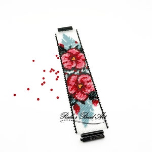Tropical Garden Bracelet Peyote Pattern – Hibiscus Flower Design (Digital Download)
