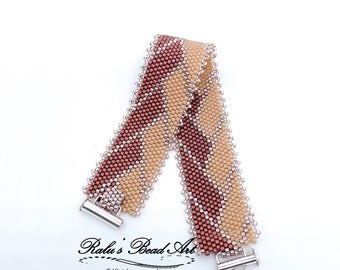 LAURA- even count peyote pattern, beige brown geometrical pattern, (not a physical bracelet), instant download