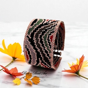 AUTUMN FIELDS-even count peyote pattern, fall foliage bracelet, instant download, not a physical item
