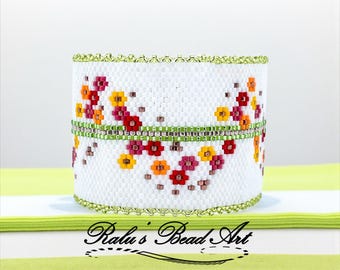 Floral Twist Bracelet Pattern, Even/Odd Peyote & Brick Stitch (Digital Download)