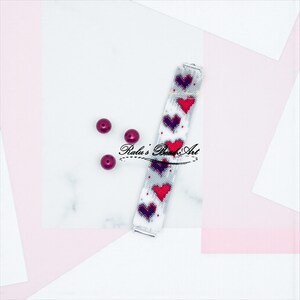 HEARTS - 偶数カウントのペヨーテパターン、バレンタインデーブレスレット（物理的なブレスレットではありません）、即時ダウンロード